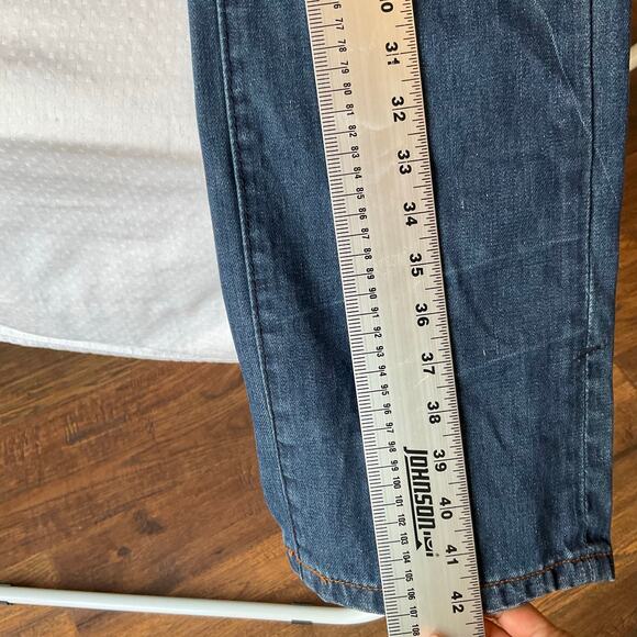 Ring of Fire Men Slim Straight Jeans size 34 x 32 Blue Mid Rise Frayed - Picture 3 of 11